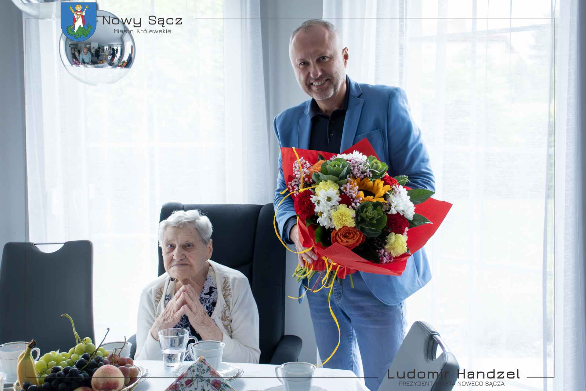 Prezydent i p. Barbara Szczecina, stulatka
